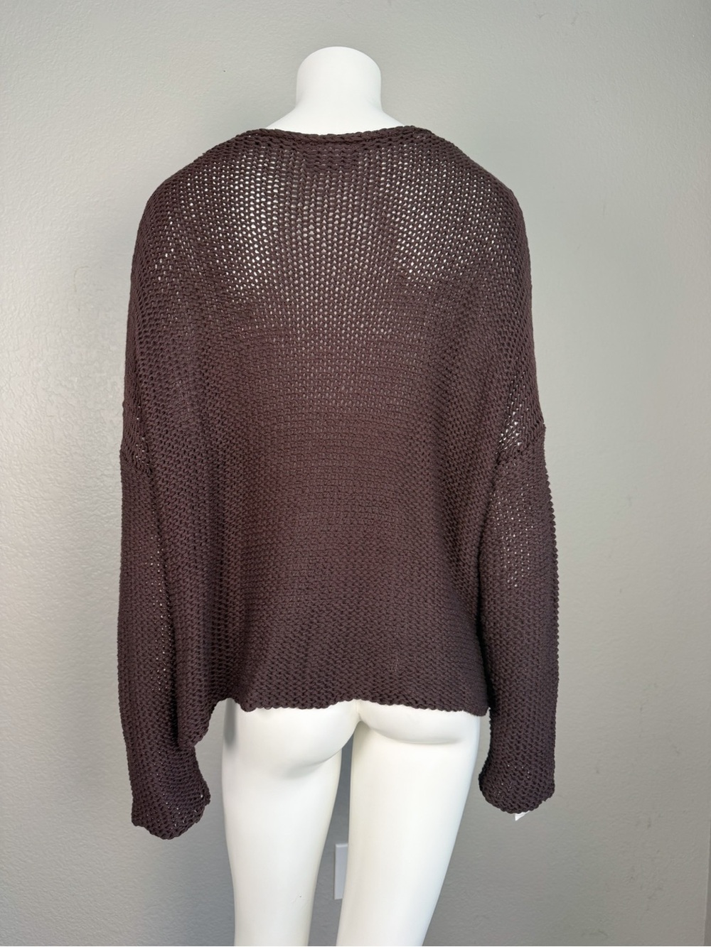 Wooden Ships Whiskey Weather Open Knit Oversized Sweater Brown Orange - Picture 6 of 7